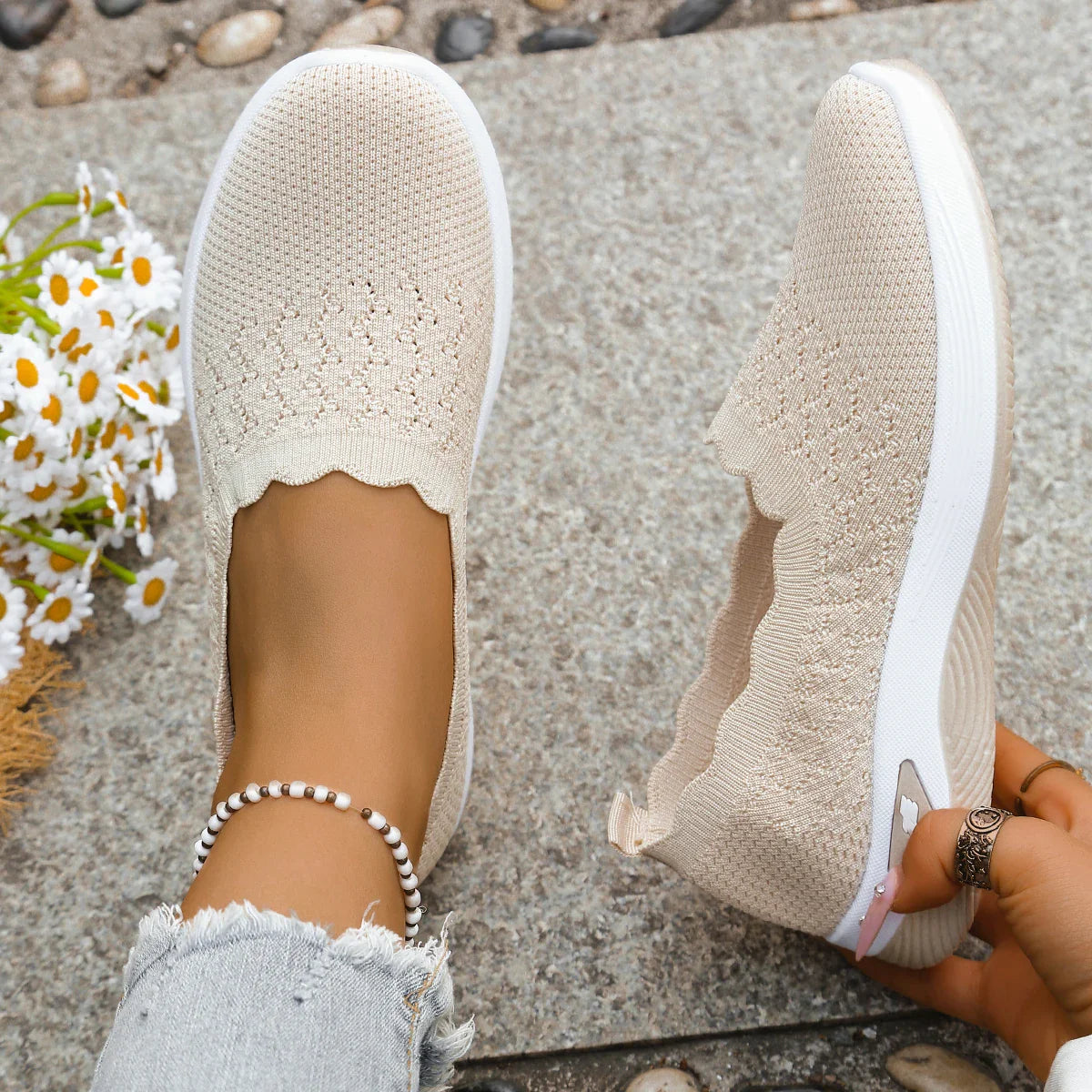 Obláček - Prodyšné slip-on tenisky s vroubkovaným lemem