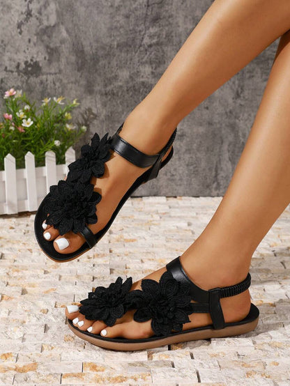 Flóra | Ortopedické sandály s aplikovanými květy