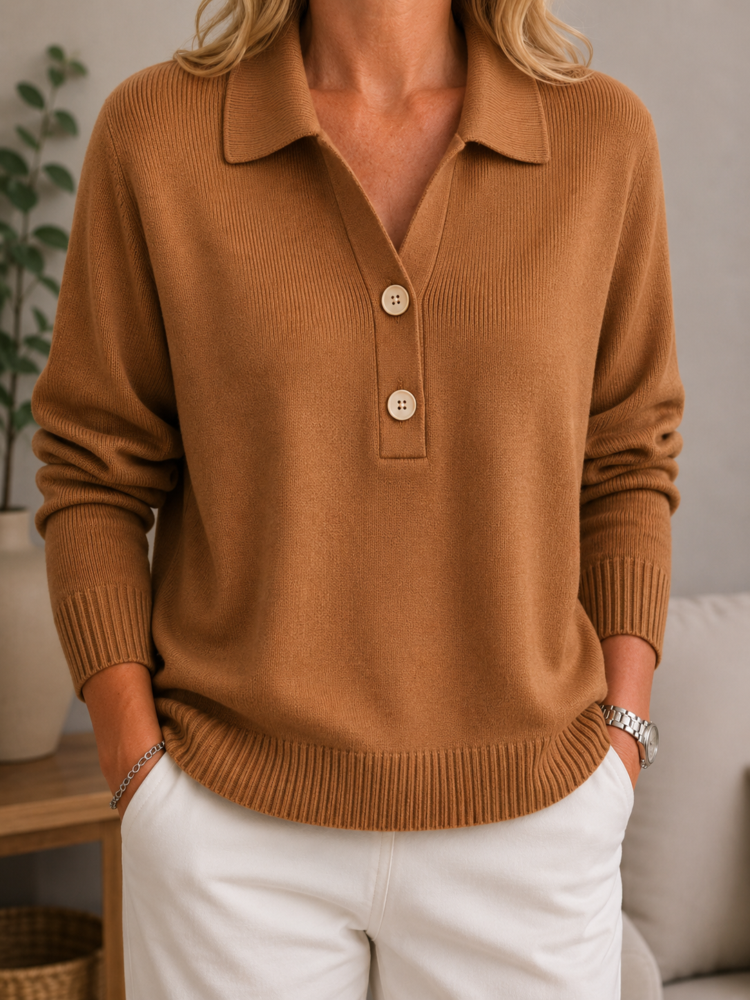 Milena | Elegantní svetr s knoflíky