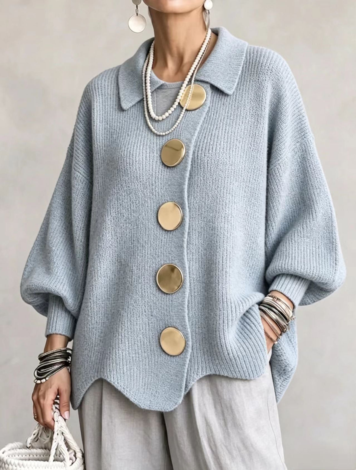 Diana | Oversized cardigan s kovovými knoflíky