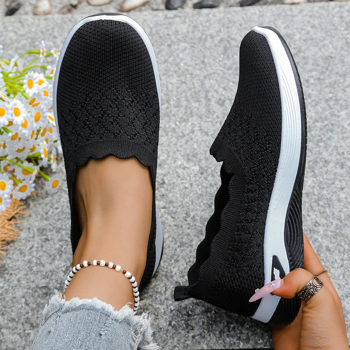 Obláček - Prodyšné slip-on tenisky s vroubkovaným lemem