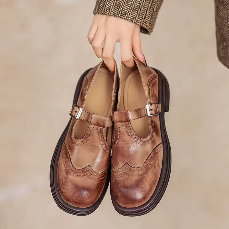 Elsbeth | Vintage kožené T-bar baleríny
