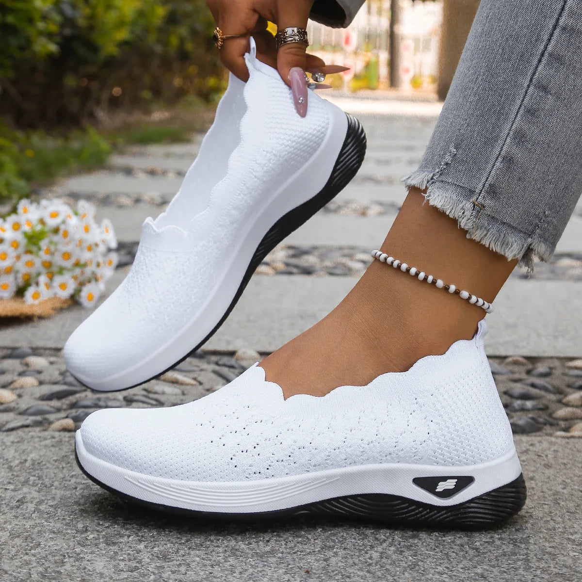 Obláček - Prodyšné slip-on tenisky s vroubkovaným lemem