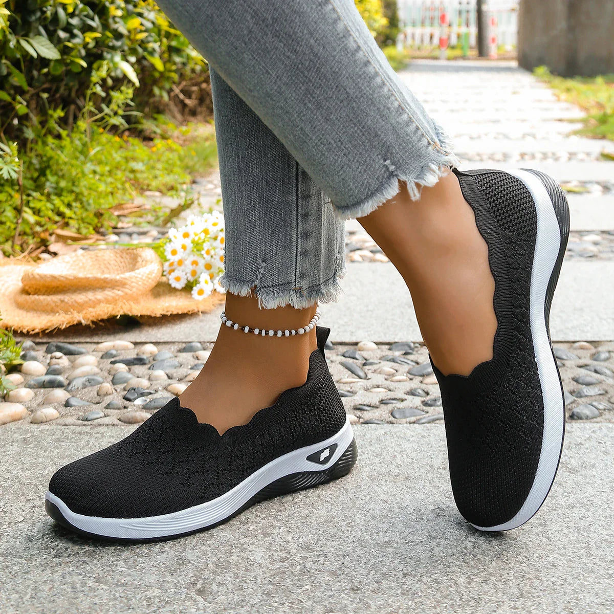 Obláček - Prodyšné slip-on tenisky s vroubkovaným lemem