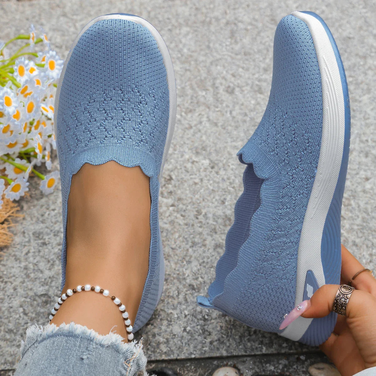 Obláček - Prodyšné slip-on tenisky s vroubkovaným lemem