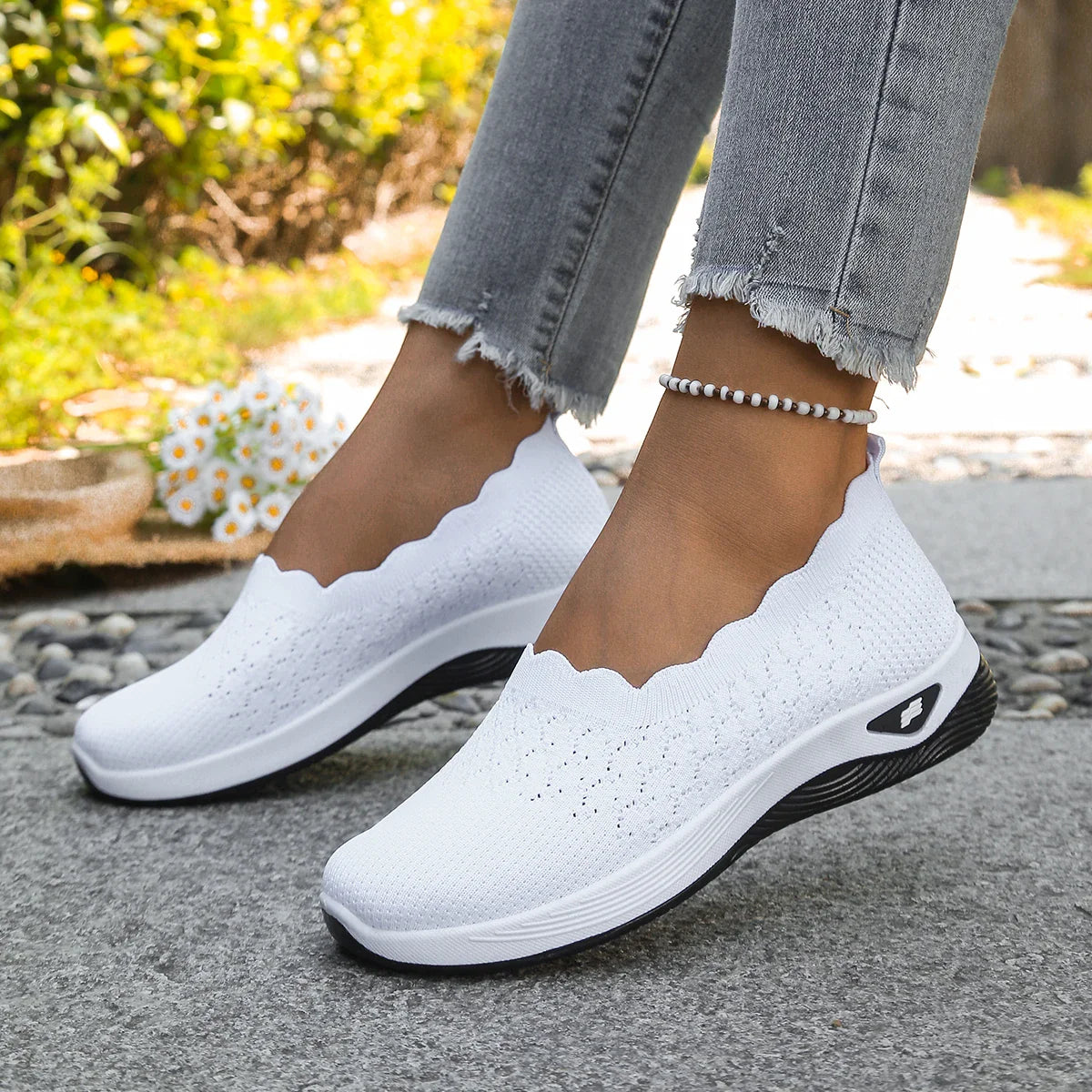 Obláček - Prodyšné slip-on tenisky s vroubkovaným lemem