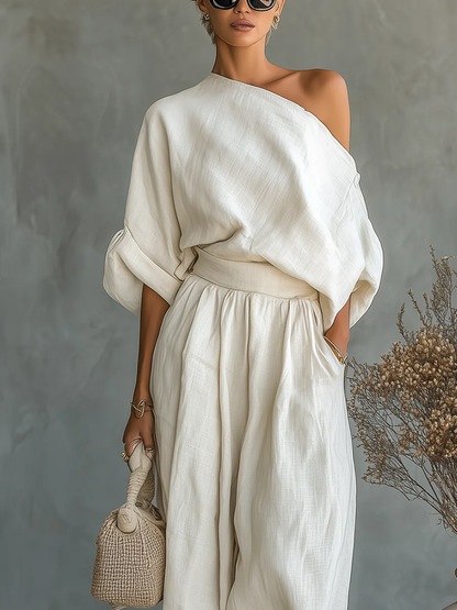 MILADA | Komplet off-shoulder s kalhotami