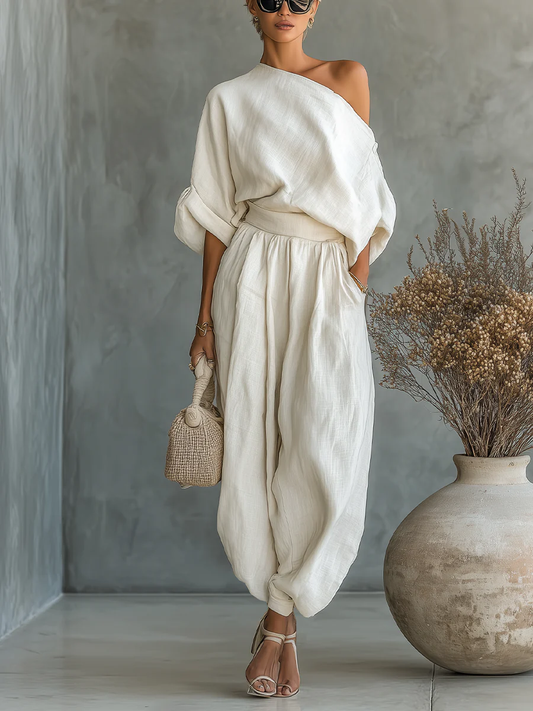 MILADA | Komplet off-shoulder s kalhotami