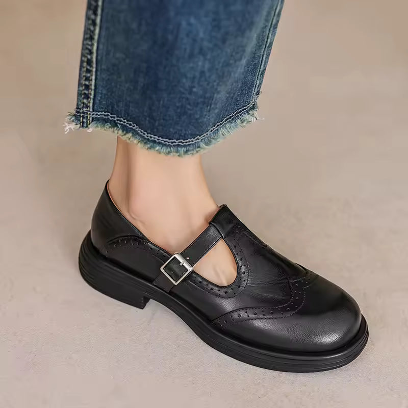 Elsbeth | Vintage kožené T-bar baleríny