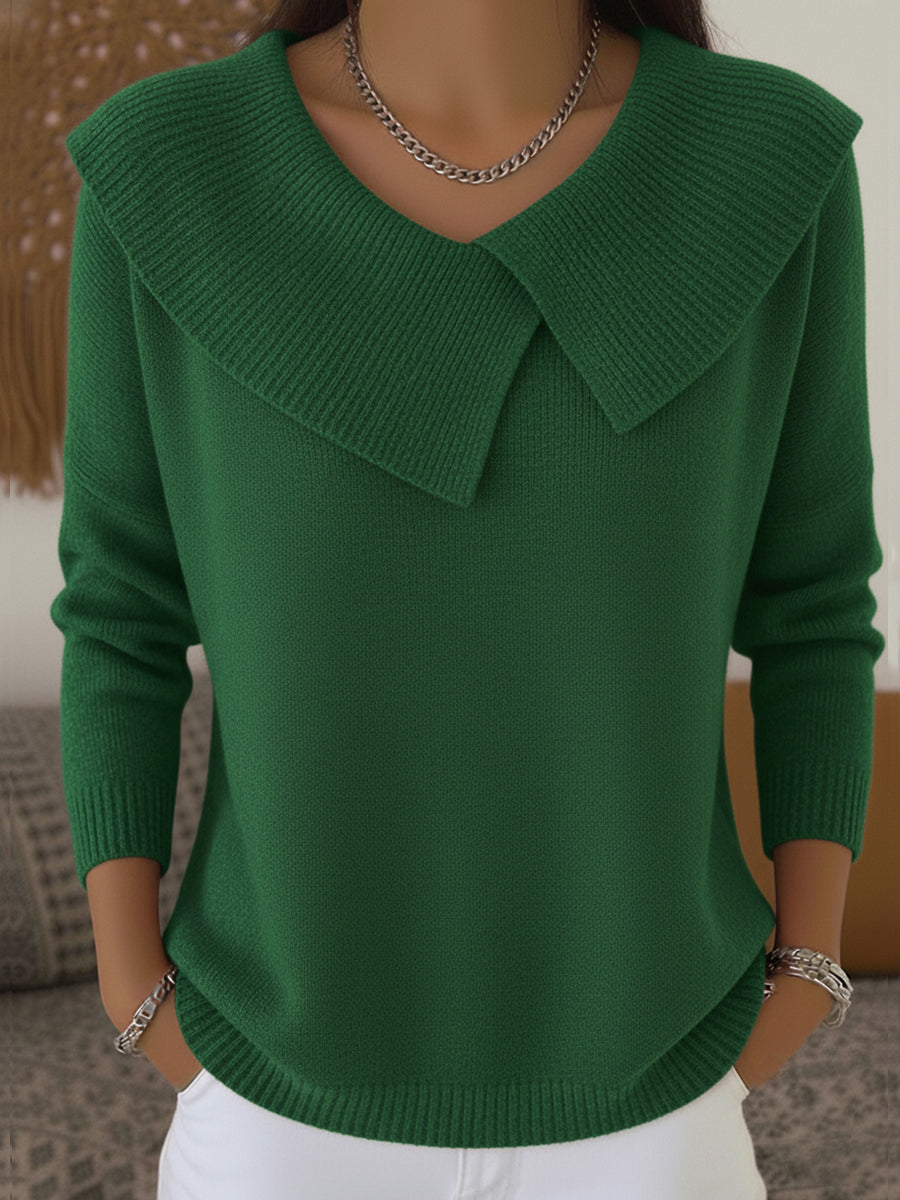 Iveta | Elegantní pletený svetr s límcem