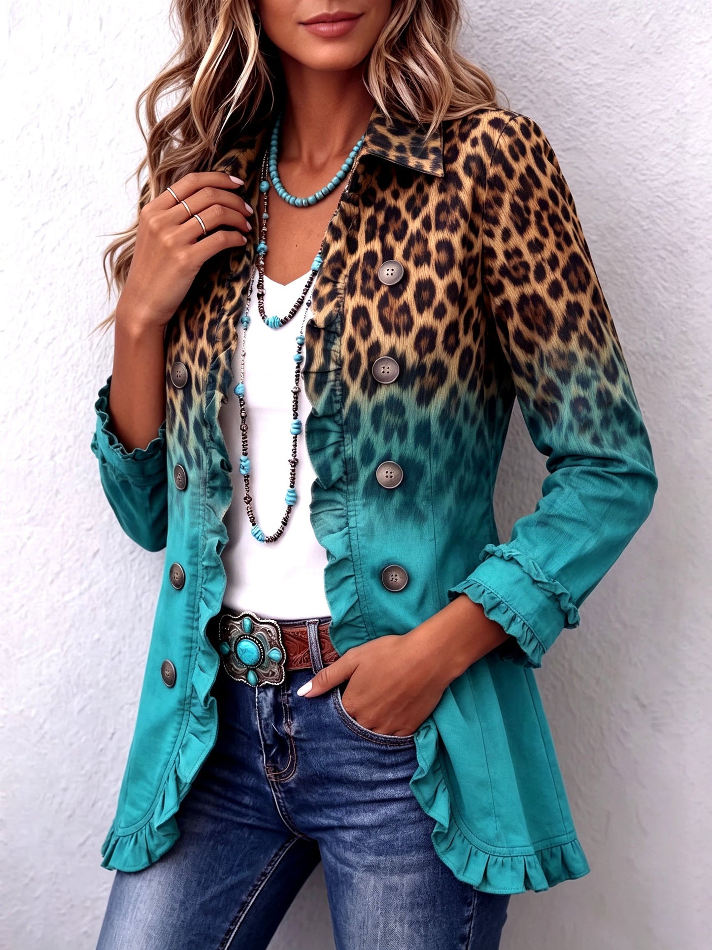 Isabela | Sako s leopardím ombré vzorem