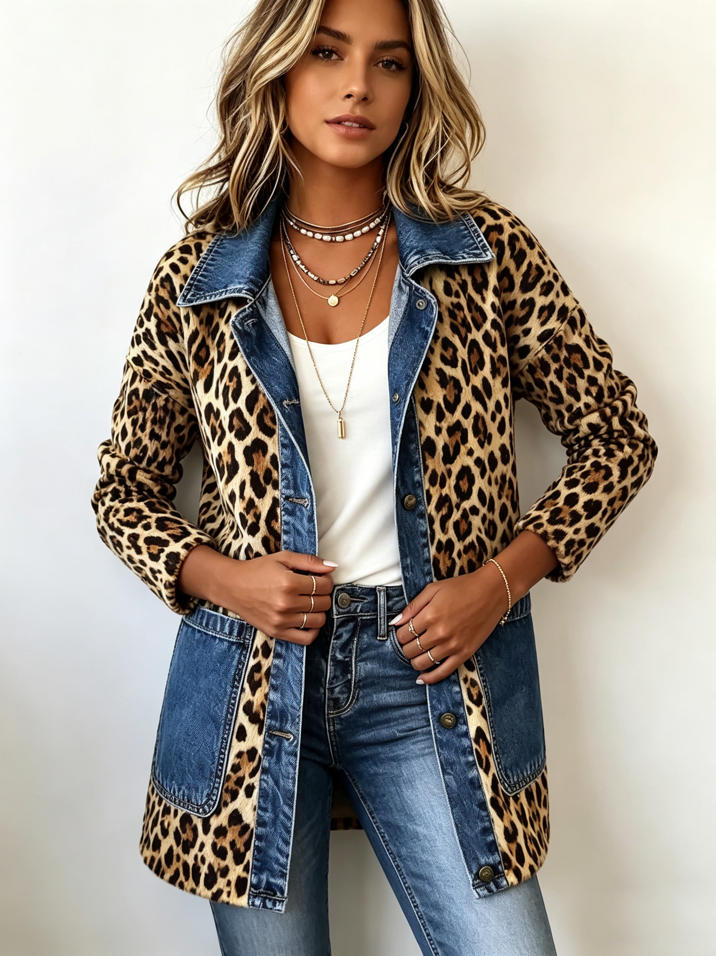 Aneta | Sako s leopardím vzorem a džínovinou