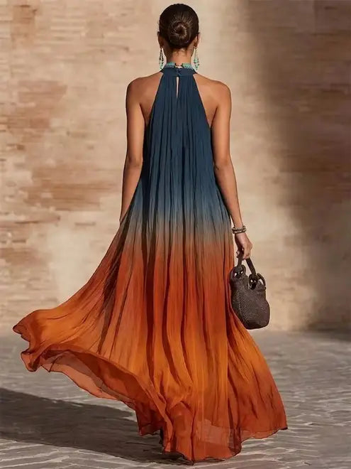 Paula | Dlouhé šaty s halter/V výstřihem, ombré